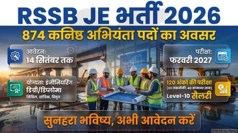 RSSB JE 2026: कनिष्ठ अभियंता के 874 पदों के लिए आवेदन का आज अंतिम दिन; SSO पोर्टल पर तुरंत करें अप्लाई