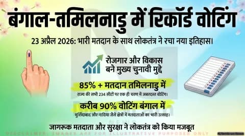 बंगाल–तमिलनाडु चुनाव 2026: रिकॉर्ड वोटिंग, शांतिपूर्ण मतदान का दावा