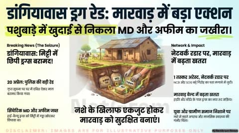 डांगियावास में खेत से MD ड्रग और अफीम बरामद, पुलिस ने तस्कर को पकड़ा