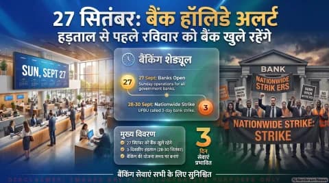 27 सितंबर को खुले रहेंगे सभी सरकारी बैंक और RRB; 28 से 30 सितंबर तक हड़ताल प्रस्तावित : Bank Holiday & Strike Alert 2026