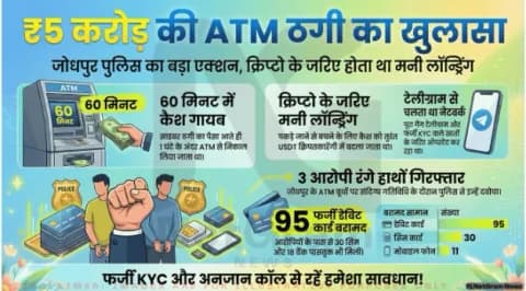 📰 जोधपुर साइबर क्राइम टीम की बड़ी कार्रवाई: 5 करोड़ की ATM ठगी का खुलासा