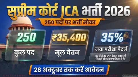 Supreme Court JCA Recruitment 2026: 250 पदों पर लेवल-6 पे मैट्रिक्स; आवेदन शुल्क, कट-ऑफ और राजस्थान परीक्षा केंद्रों का पूरा ब्योरा