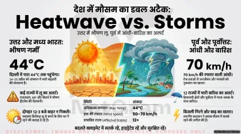 देश में दो तरह का मौसम: कहीं भीषण गर्मी तो कहीं बारिश और आंधी का अलर्ट