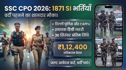 1871 सब इंस्पेक्टर पदों के लिए ऑनलाइन आवेदन शुरू; 30 सितंबर तक का मौका :SSC CPO 2026 Notification