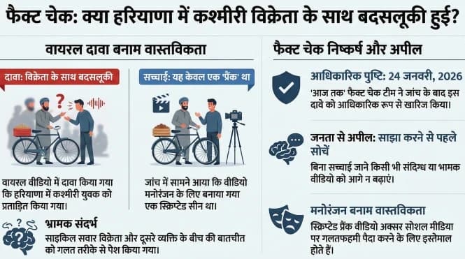 फैक्ट चेक: हरियाणा में ड्राई फ्रूट बेचने वाले कश्मीरी युवक से बदसलूकी का दावा गलत, वीडियो निकला प्रैंक