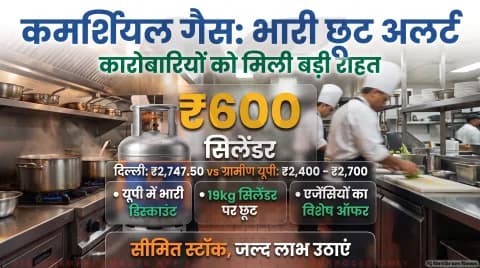कमर्शियल गैस सिलेंडर पर ₹600 तक की स्थानीय राहत; जानिए कहां मिल रहा सस्ता LPG सिलेंडर : Commercial LPG Price Alert 2026