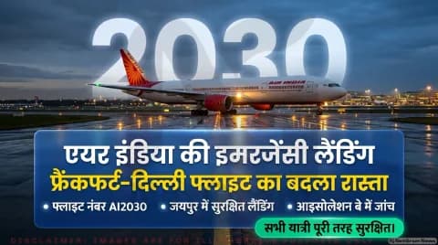 एयर इंडिया फ्रैंकफर्ट-दिल्ली उड़ान (AI2030) की जयपुर में इमरजेंसी लैंडिंग; सभी यात्री सुरक्षित : Aviation Security Alert