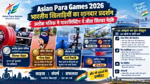 अशोक मलिक को पावरलिफ्टिंग में सिल्वर, दीप्ति को 400m में गोल्ड; जानिए दिनभर का रिजल्ट : Asian Para Games 2026 Medal Alert (20 October)