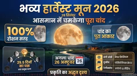 आज रात आसमान में दिखेगा 100% रोशन हार्वेस्ट मून; जानिए देखने का सही समय: Harvest Moon 2026 Skywatching Alert