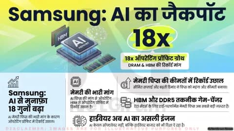 AI की बढ़ती मांग से Samsung का मुनाफ़ा 18 गुना बढ़ने का अनुमान, मेमरी चिप कारोबार में लौटी रफ्तार