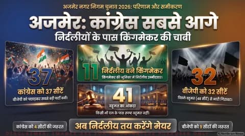 37 वार्डों के साथ कांग्रेस सबसे आगे, बीजेपी को 32; मेयर चुनाव में निर्दलीय तय करेंगे बोर्ड : Ajmer Municipal Corporation Result Alert