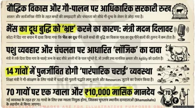 गाय का दूध दिमाग तेज करता है, भैंस का दूध बिगाड़ देता है... राजस्थान के मंत्री मदन दिलावर का बयान सोशल मीडिया पर वायरल