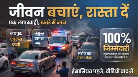 एंबुलेंस का रास्ता रोकने पर सोशल मीडिया पर भड़के लोग तुरंत जानें आपातकालीन वाहनों के नियम : Jaipur Traffic Emergency Alert