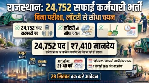 Rajasthan Safai Karmchari Alert: 24,752 संविदा पदों पर आवेदन जारी, 28 सितंबर अंतिम तारीख; तुरंत भरें एसएसओ फॉर्म