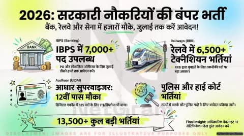 Railway & Banking Job Notification: 13,000 से अधिक पदों पर बंपर भर्तियां, तुरंत जानें आवेदन की अंतिम तारीख और योग्यता!