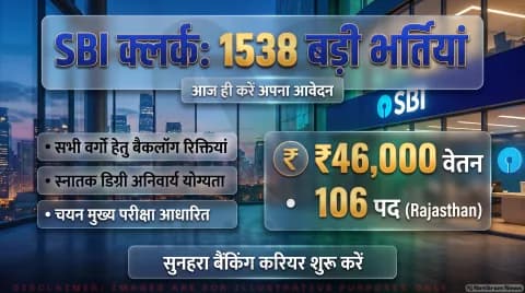SBI Clerk Special Recruitment 2026: 1,538 बैकलॉग पदों पर आवेदन का आज आखिरी दिन; तुरंत करें अप्लाई