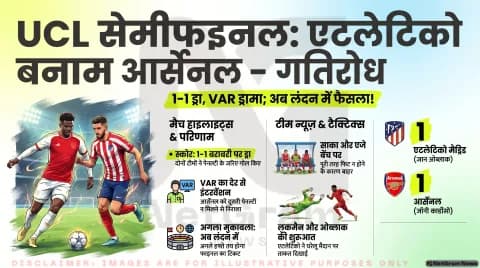 चैंपियंस लीग सेमीफाइनल: एटलेटिको मैड्रिड और आर्सेनल के बीच पहला मुकाबला 1-1 से ड्रॉ