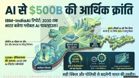 AI से बदल सकती है भारत की अर्थव्यवस्था, 2030 तक GDP में 500 अरब डॉलर का अतिरिक्त योगदान संभव: IBM–IndiaAI रिपोर्ट