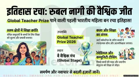भारतीय शिक्षिका रूबल नागी को Global Teacher Prize 2026, शिक्षा और सामाजिक बदलाव के लिए मिला वैश्विक सम्मान