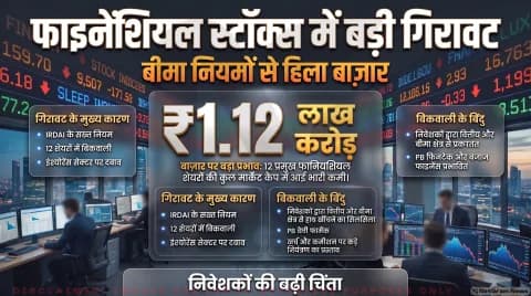 IRDAI के खर्च व कमीशन नियमों से 12 बड़े वित्तीय शेयरों का मार्केट कैप ₹1.12 लाख करोड़ घटा: Financial Sector Selloff Alert 2026