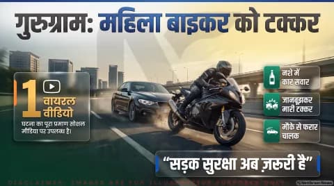 गोल्फ कोर्स रोड पर महिला बाइकर को कार ने मारी टक्कर; सोशल मीडिया पर फुटेज वायरल होने के बाद एक्शन की मांग : Gurugram Road Rage Alert