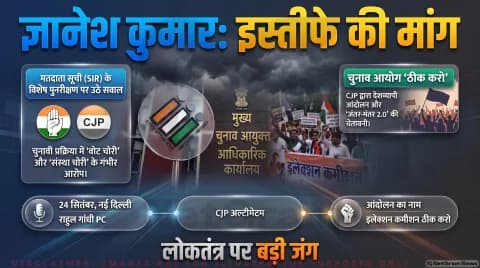 मुख्य चुनाव आयुक्त ज्ञानेश कुमार के इस्तीफे पर अड़े राहुल गांधी; CJP ने दिया 48 घंटे का अल्टीमेटम: Election Commission Controversy Alert