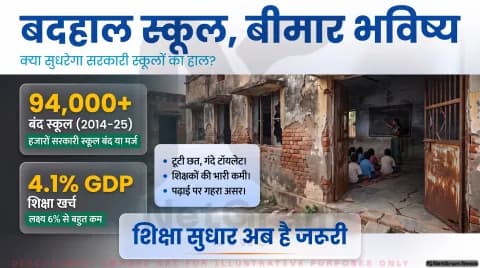 94 हजार स्कूल बंद और शिक्षकों की भारी कमी; तुरंत पढ़ें #SchoolThikKaro अभियान की रिपोर्ट : Govt School Reality Alert
