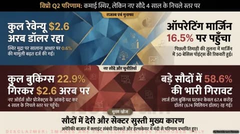 रेवेन्यू $2.6 अरब पर सपाट, लार्ज डील्स 58.6% गिरीं; जानिए मार्जिन और Q3 आउटलुक : Wipro Q2 Results Tracker