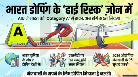डोपिंग खतरे में भारत ‘हाई रिस्क’ कैटेगरी में, खिलाड़ियों पर सख्त नियम लागू
