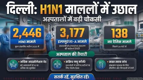 Delhi H1N1 Health Alert: सरकारी अस्पतालों में आइसोलेशन बेड बढ़ाने के निर्देश; तुरंत पढ़ें स्वास्थ्य विभाग की पूरी एडवाइजरी